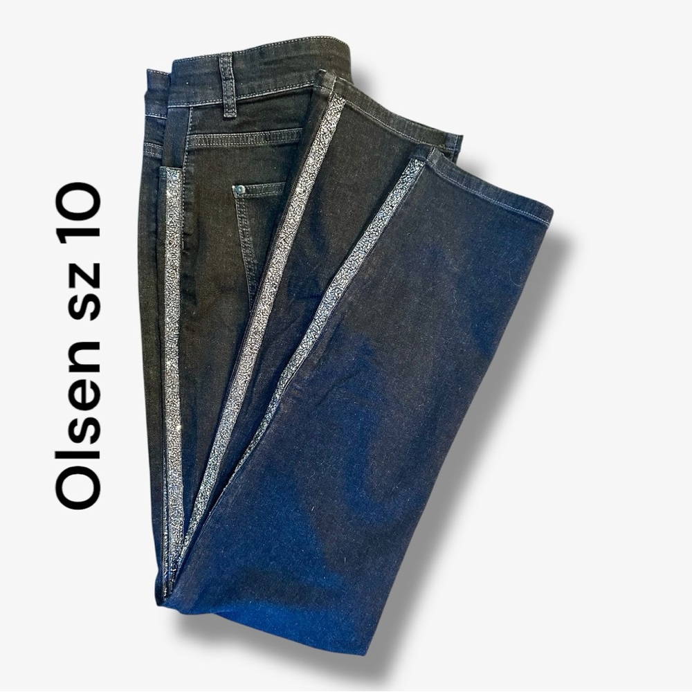 NWT Olsen Black Jeans with Rhinestone style strip size 10
